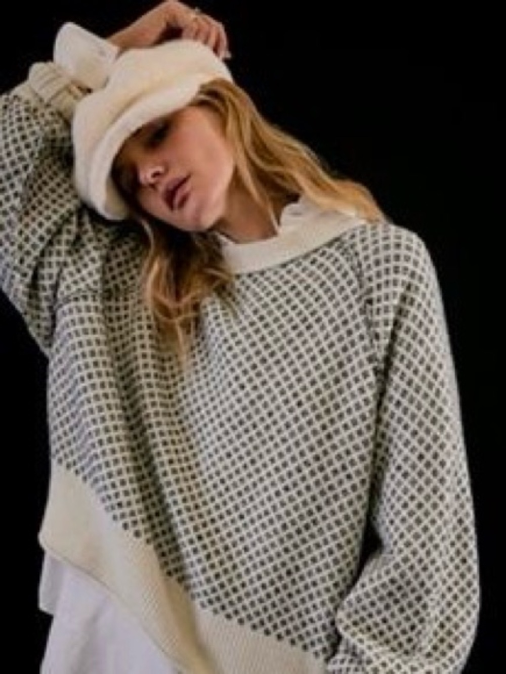 Free People Bardot Fuzzy Slouch Lieutenant hat Ivory One Size